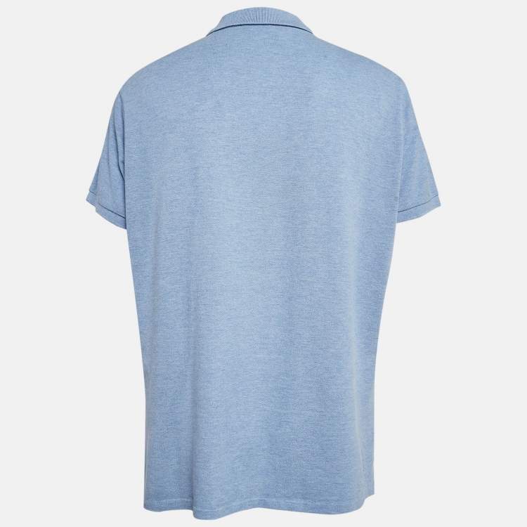 Pre Owned Polo Ralph Lauren Blue Logo Embroidered Cotton Polo T-Shirt XL