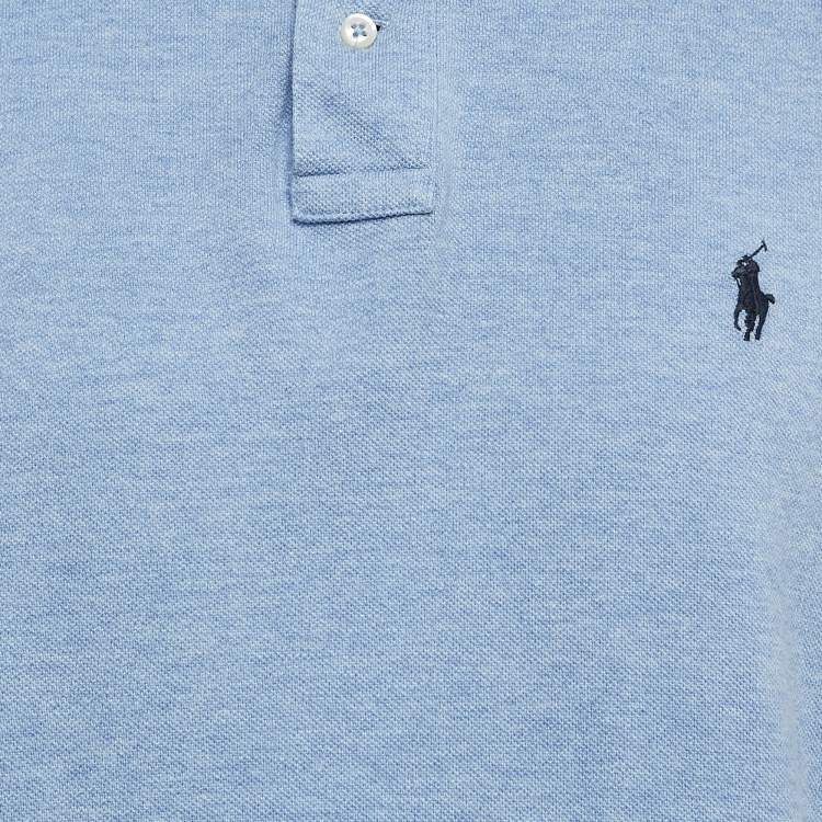 Pre Owned Polo Ralph Lauren Blue Logo Embroidered Cotton Polo T-Shirt XL