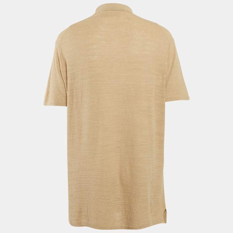 Pre Owned Polo Ralph Lauren Brown Textured Cotton Knit Short Sleeve Shirt XL