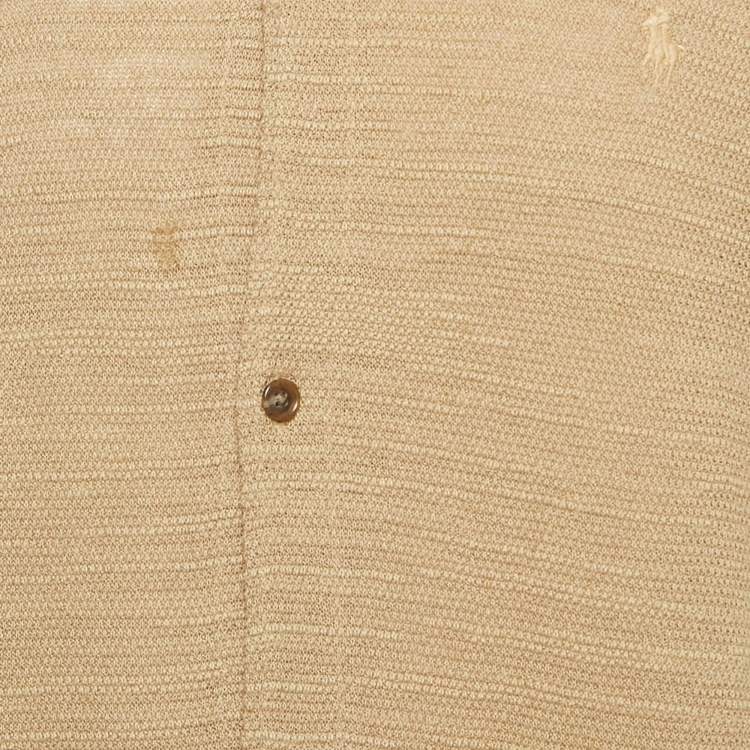 Pre Owned Polo Ralph Lauren Brown Textured Cotton Knit Short Sleeve Shirt XL