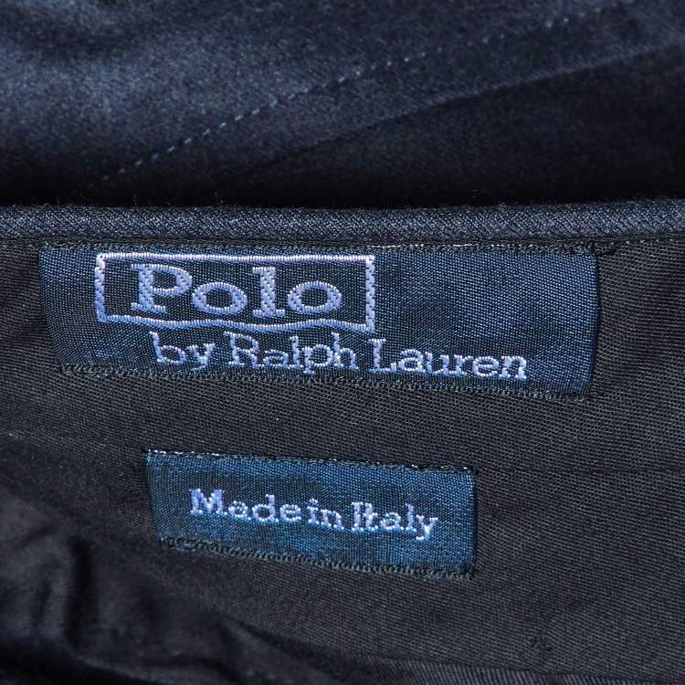 Pre Owned Polo Ralph Lauren Dark Blue Wool Regular Fit Trousers M