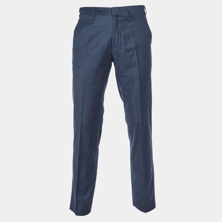 Pre Owned Polo Ralph Lauren Dark Blue Wool Regular Fit Trousers M