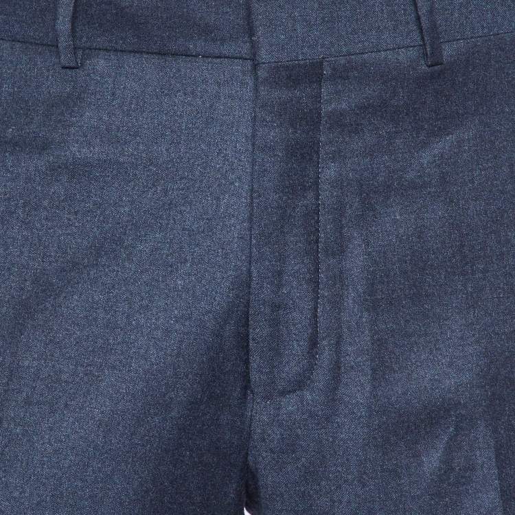 Pre Owned Polo Ralph Lauren Dark Blue Wool Regular Fit Trousers M