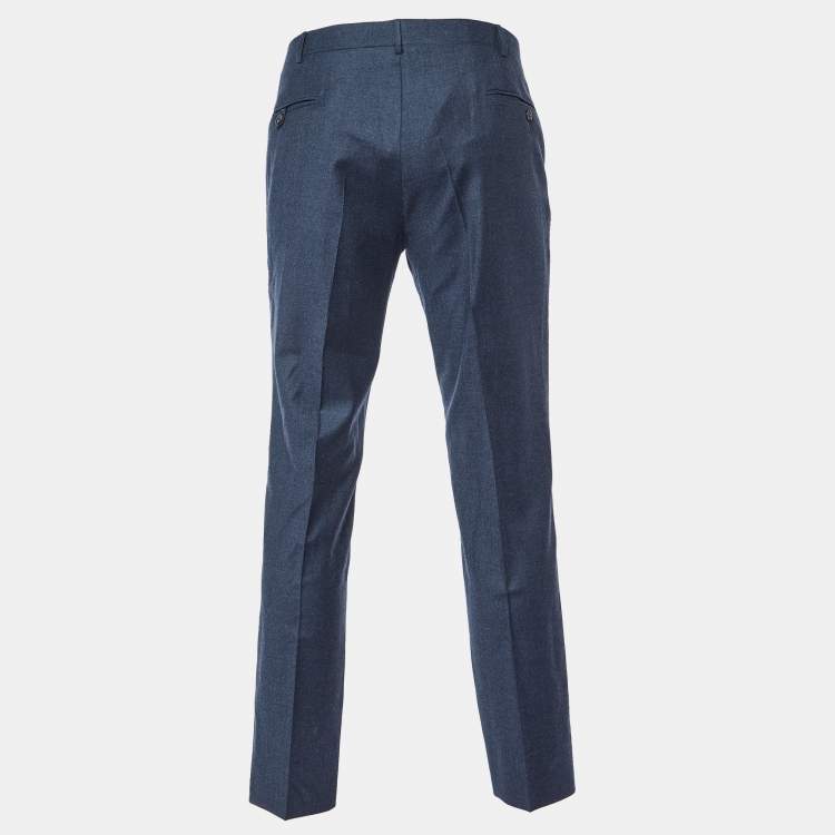 Pre Owned Polo Ralph Lauren Dark Blue Wool Regular Fit Trousers M