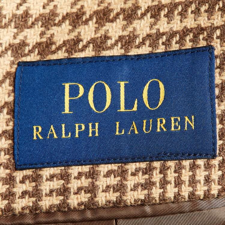 Pre Owned Polo Ralph Lauren Brown Houndstooth Wool Blend Blazer XL