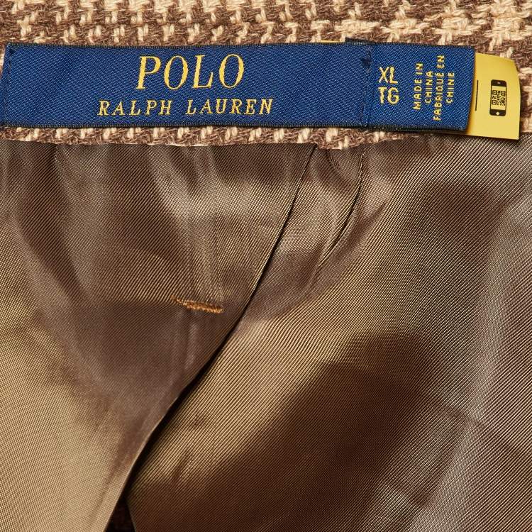 Pre Owned Polo Ralph Lauren Brown Houndstooth Wool Blend Blazer XL