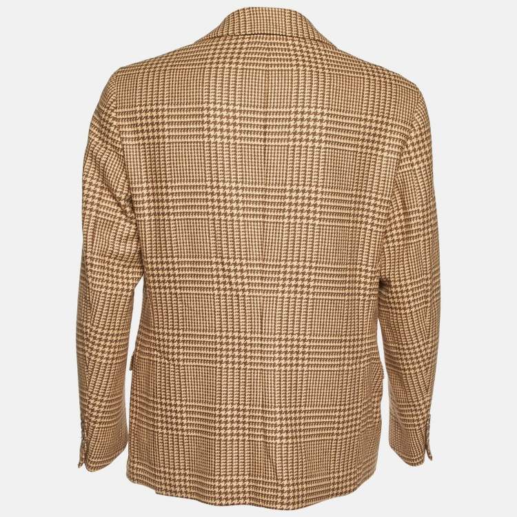 Pre Owned Polo Ralph Lauren Brown Houndstooth Wool Blend Blazer XL