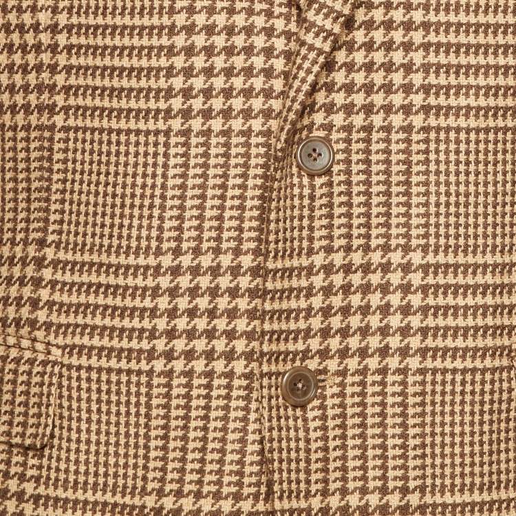 Pre Owned Polo Ralph Lauren Brown Houndstooth Wool Blend Blazer XL