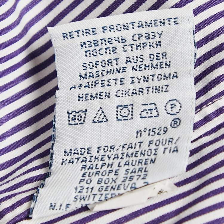 مملوكة مسبقًا Polo Ralph Lauren Purple Striped Cotton Slim Fit Shirt XL