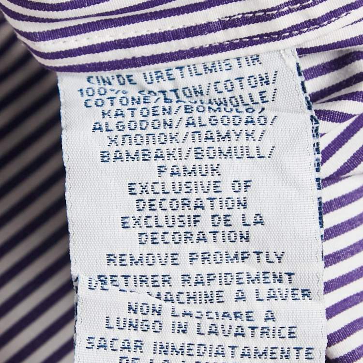 مملوكة مسبقًا Polo Ralph Lauren Purple Striped Cotton Slim Fit Shirt XL
