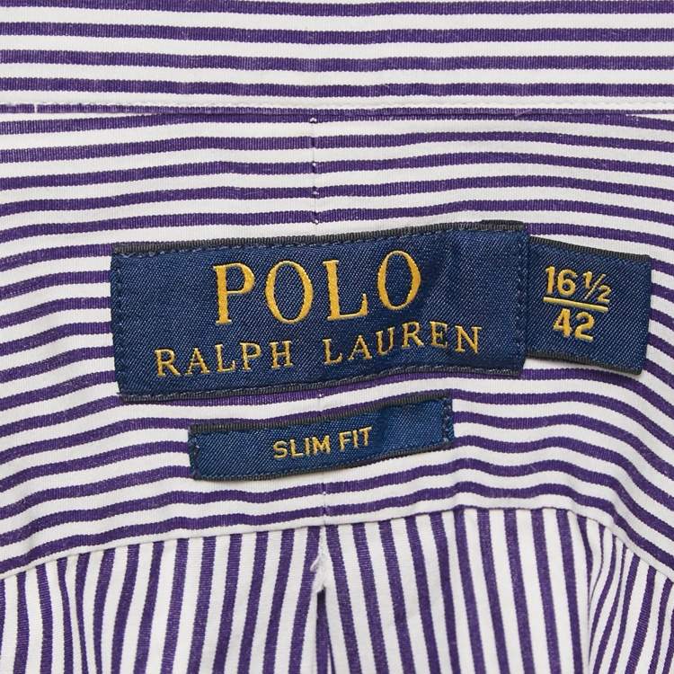 مملوكة مسبقًا Polo Ralph Lauren Purple Striped Cotton Slim Fit Shirt XL
