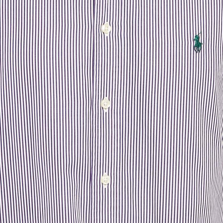 مملوكة مسبقًا Polo Ralph Lauren Purple Striped Cotton Slim Fit Shirt XL