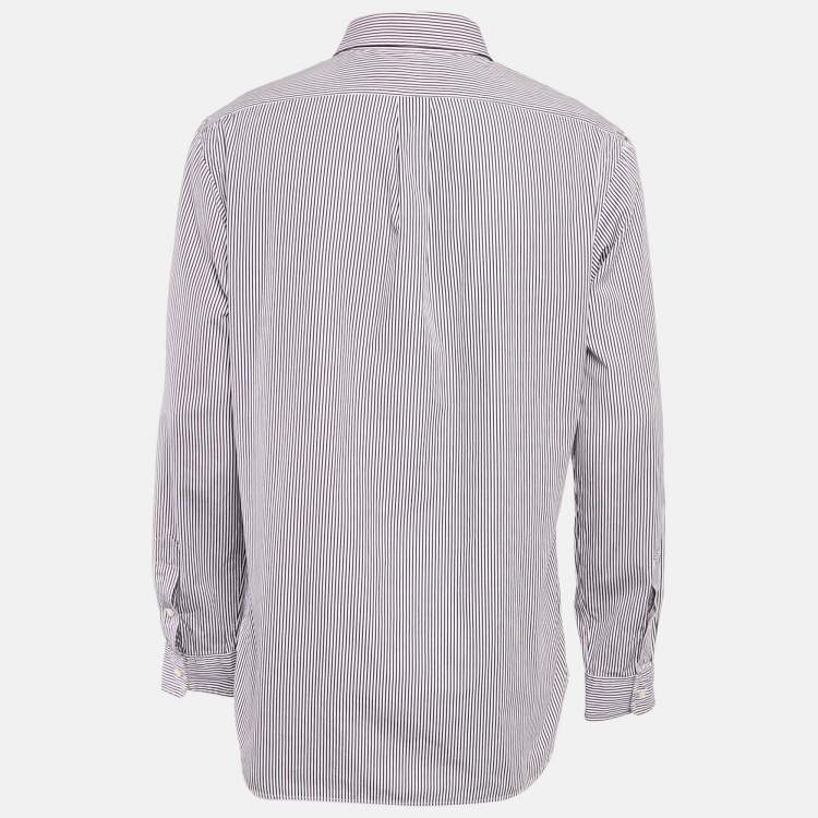 مملوكة مسبقًا Polo Ralph Lauren Purple Striped Cotton Slim Fit Shirt XL