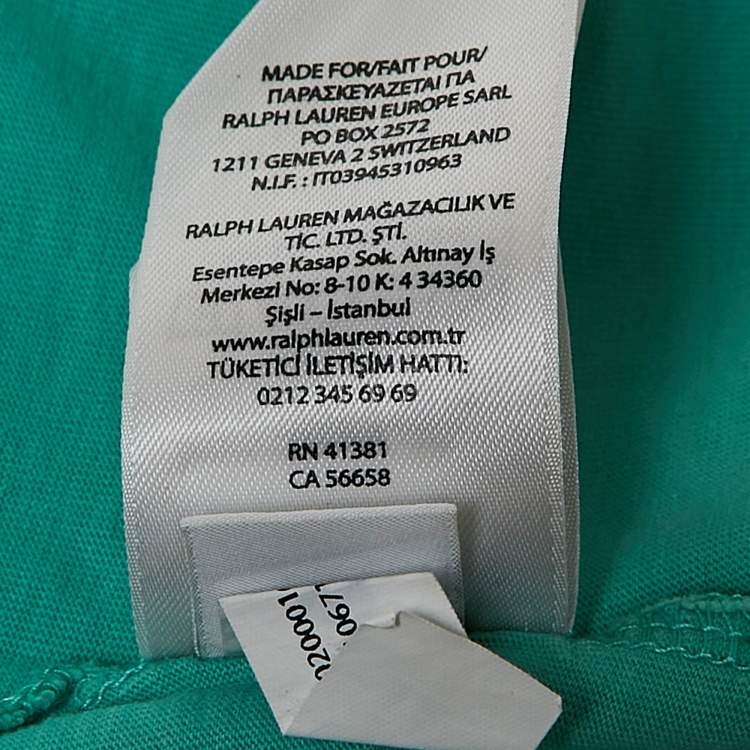 Pre Owned Polo Ralph Lauren Mint Green Jersey V-Neck Custom Slim Fit T-Shirt L