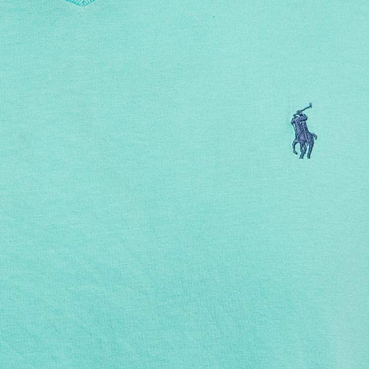 Pre Owned Polo Ralph Lauren Mint Green Jersey V-Neck Custom Slim Fit T-Shirt L