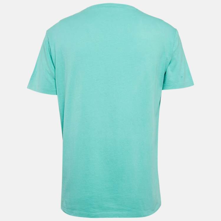 Pre Owned Polo Ralph Lauren Mint Green Jersey V-Neck Custom Slim Fit T-Shirt L