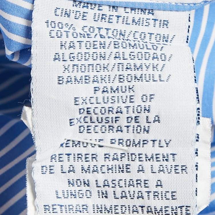 Pre Owned Polo Ralph Lauren Blue Striped Cotton Slim Fit Shirt L