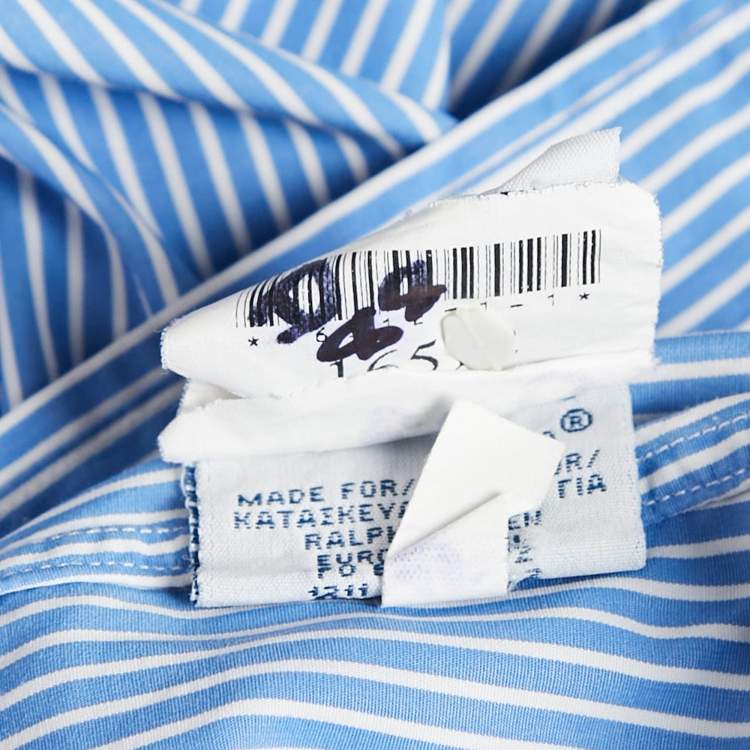 Pre Owned Polo Ralph Lauren Blue Striped Cotton Slim Fit Shirt L