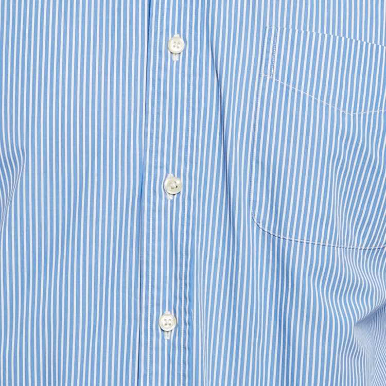 Pre Owned Polo Ralph Lauren Blue Striped Cotton Slim Fit Shirt L