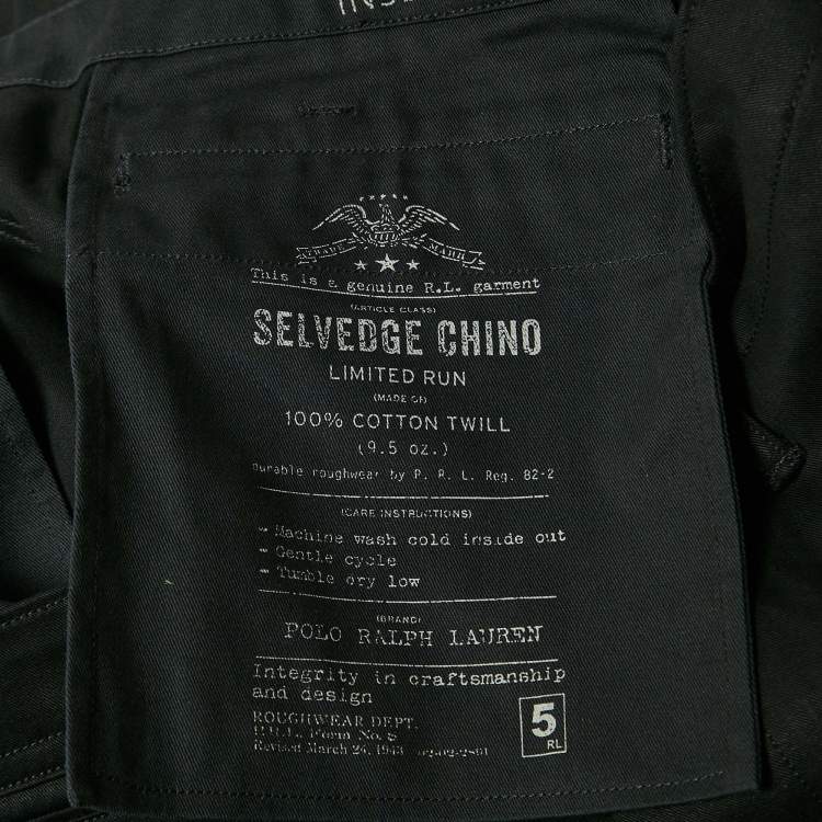 Pre Owned Polo Ralph Lauren Black Cotton Selvedge Chino Straight Fit Pants XXL