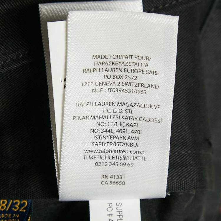 Pre Owned Polo Ralph Lauren Black Cotton Selvedge Chino Straight Fit Pants XXL