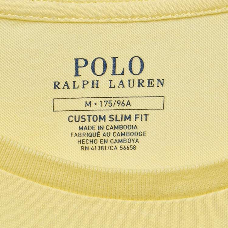 Pre Owned Polo Ralph Lauren Yellow Jersey Custom Slim Fit T-Shirt M