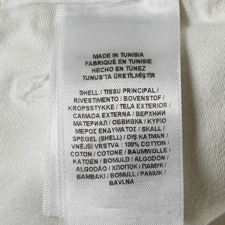 Pre Owned Polo Ralph Lauren White Cotton Straight Leg Trousers M