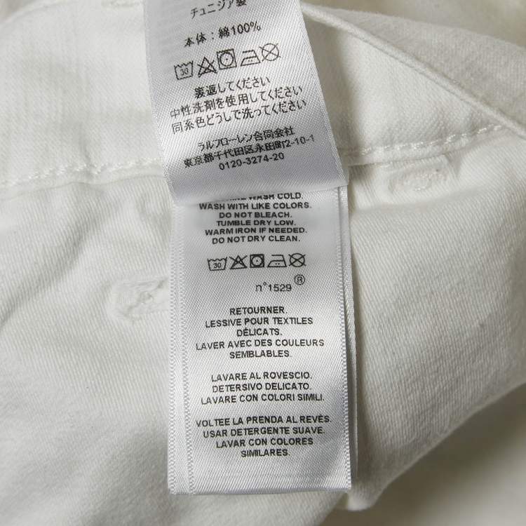 Pre Owned Polo Ralph Lauren White Cotton Straight Leg Trousers M