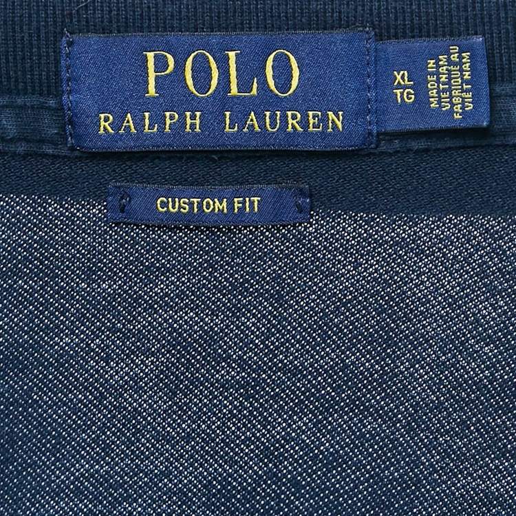 مملوكة مسبقًا Polo Ralph Lauren Navy Blue Cotton Pique Polo T-Shirt XL