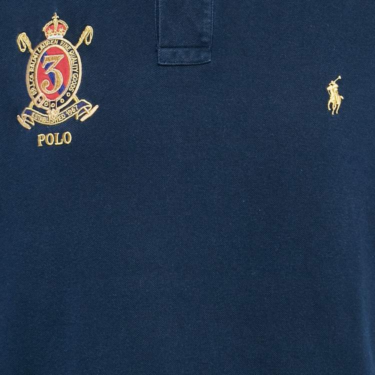 مملوكة مسبقًا Polo Ralph Lauren Navy Blue Cotton Pique Polo T-Shirt XL