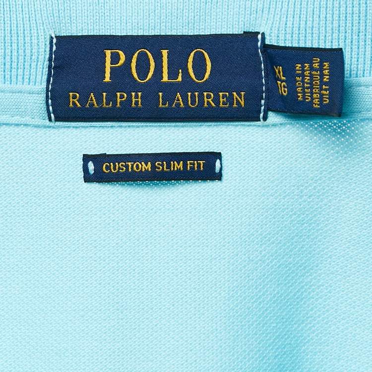 Pre Owned Polo Ralph Lauren Blue Pique Cotton Custom Slim Fit T-Shirt XL