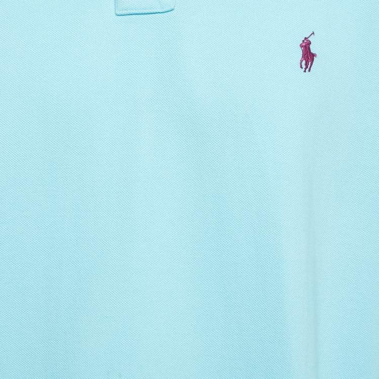 Pre Owned Polo Ralph Lauren Blue Pique Cotton Custom Slim Fit T-Shirt XL