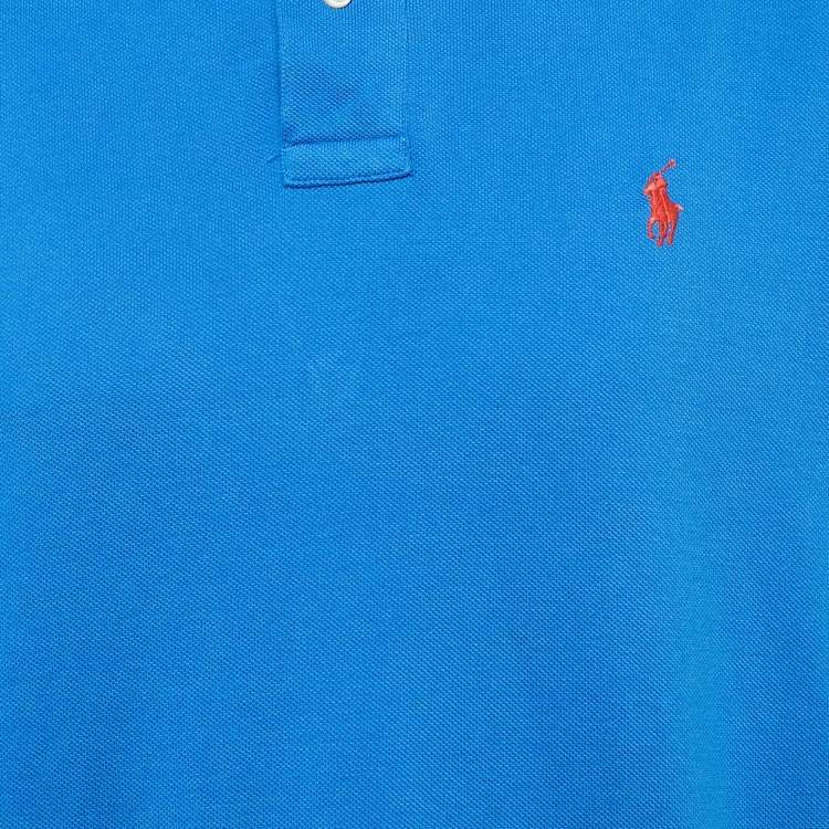 Pre Owned Polo Ralph Lauren Blue Pique Cotton Polo T-Shirt L