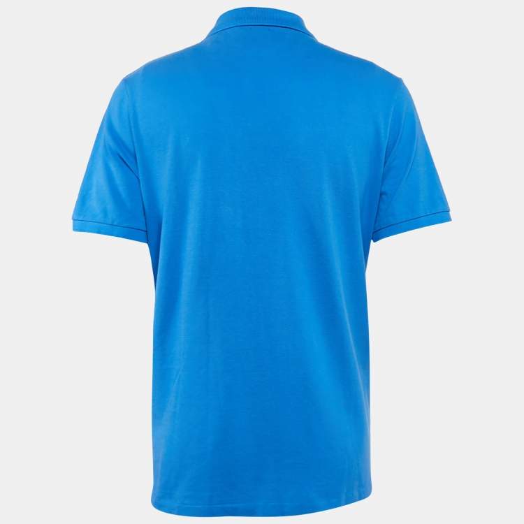 Pre Owned Polo Ralph Lauren Blue Pique Cotton Polo T-Shirt L