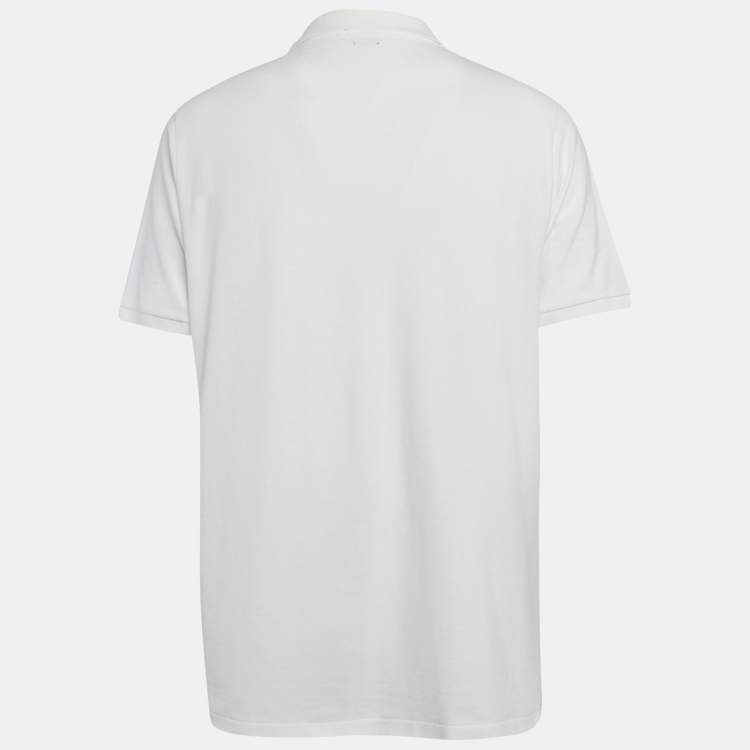 Pre Owned Polo Ralph Lauren White Cotton Pique Polo T-Shirt L