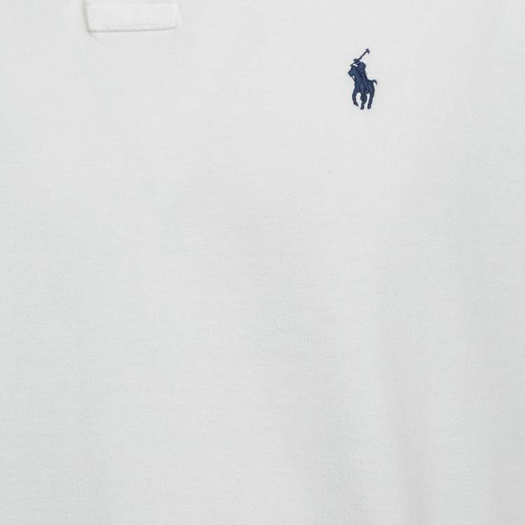 Pre Owned Polo Ralph Lauren White Cotton Pique Polo T-Shirt L