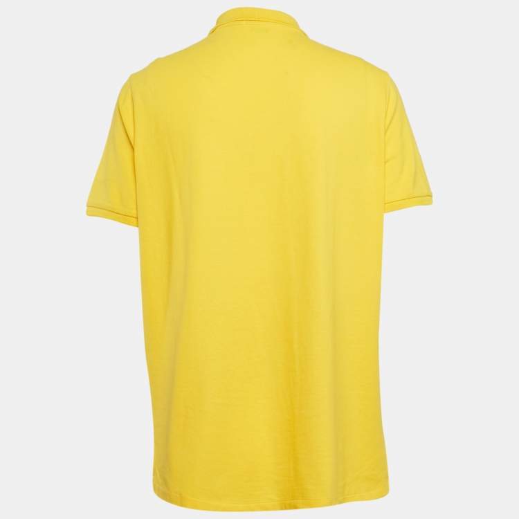 Pre Owned Polo Ralph Lauren Yellow Pique Cotton Polo T-Shirt L