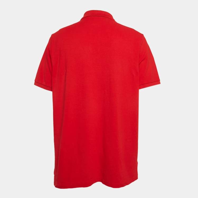 Pre Owned Polo Ralph Lauren Red Pique Cotton Polo T-Shirt L