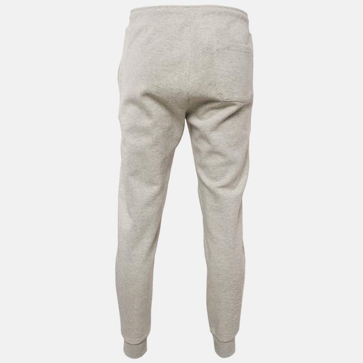 Pre Owned Polo Ralph Lauren Grey Logo Embossed Cotton Knit Joggers XL