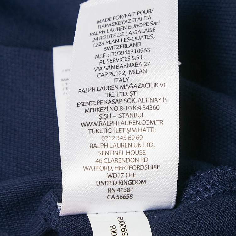 Pre Owned Polo Ralph Lauren Blue Pique Cotton Custom Fit Polo T-Shirt XXL