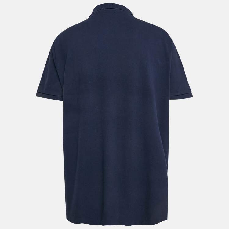 Pre Owned Polo Ralph Lauren Blue Pique Cotton Custom Fit Polo T-Shirt XXL