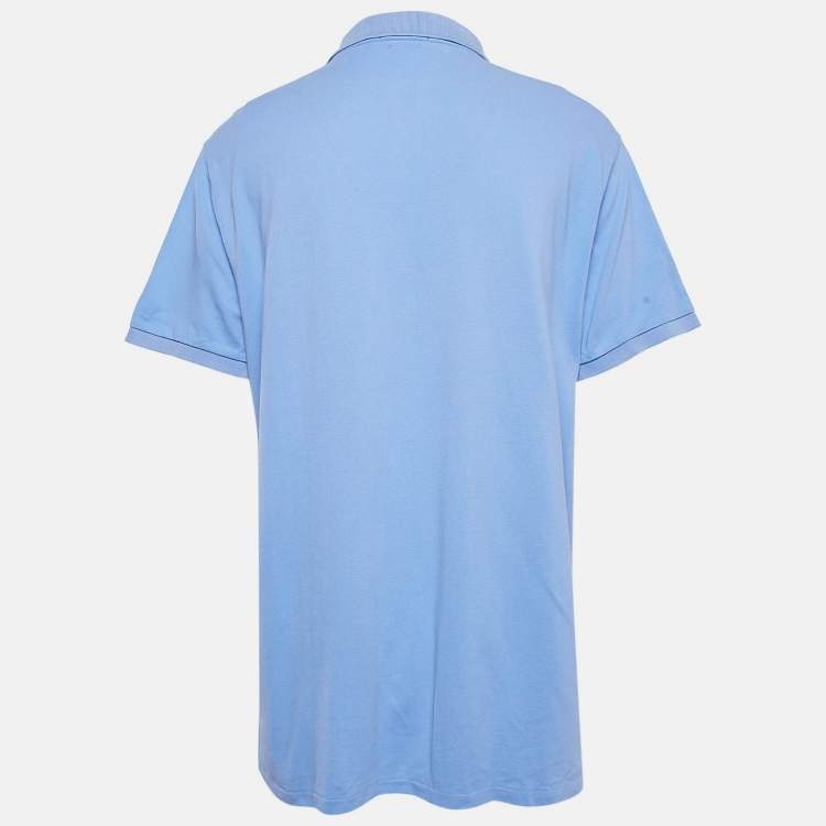 Pre Owned Polo Ralph Lauren Blue Cotton Pique Custom Fit Polo T-Shirt XXL