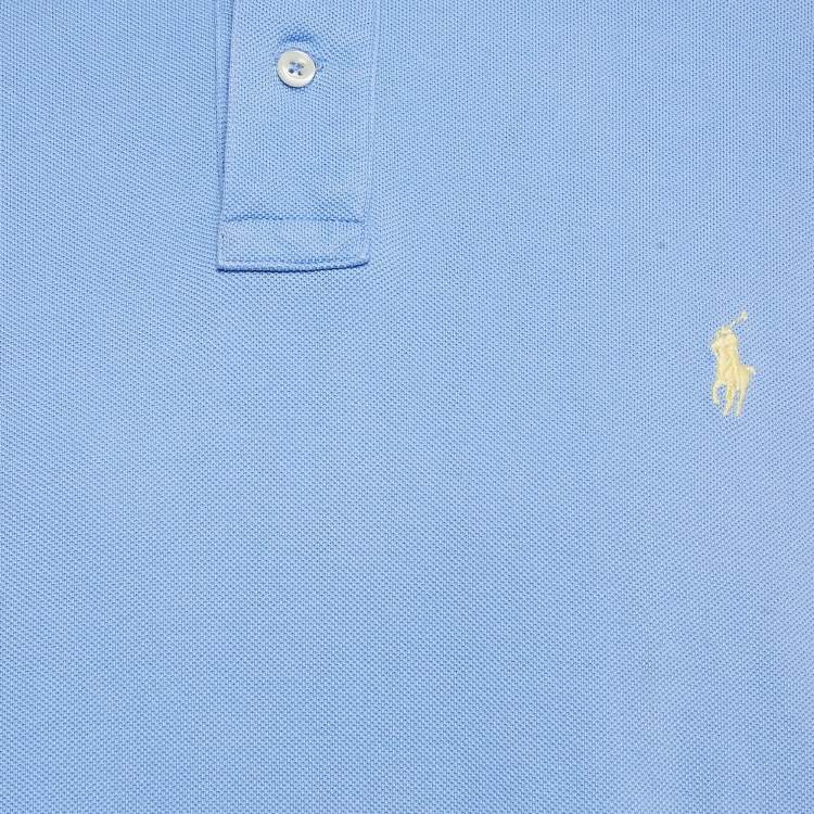 Pre Owned Polo Ralph Lauren Blue Cotton Pique Custom Fit Polo T-Shirt XXL