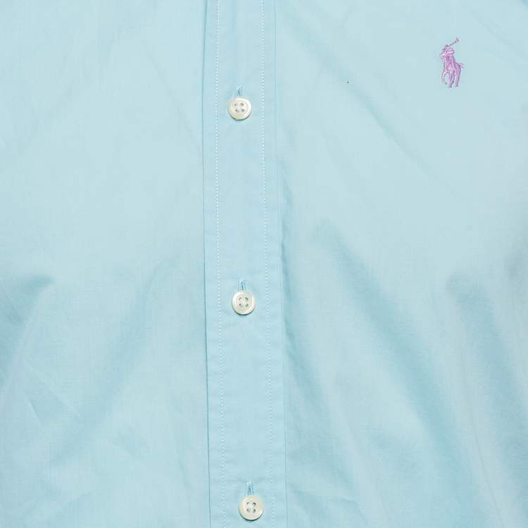 Pre Owned Polo Ralph Lauren Blue Cotton Slim Fit Button Down Shirt S