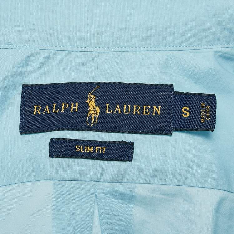 Pre Owned Polo Ralph Lauren Blue Cotton Slim Fit Button Down Shirt S
