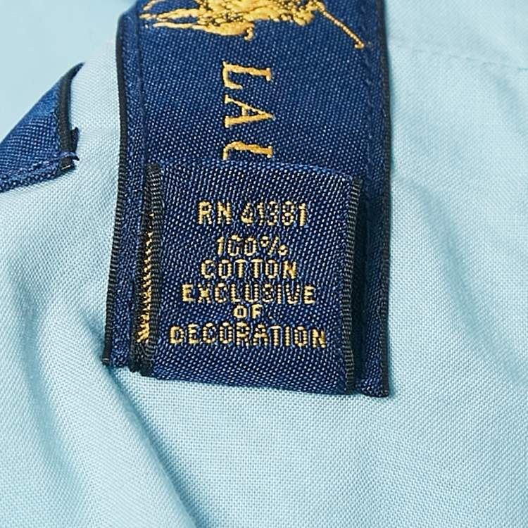 Pre Owned Polo Ralph Lauren Blue Cotton Slim Fit Button Down Shirt S