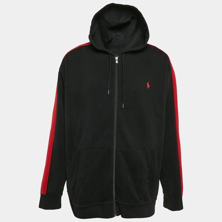 Pre Owned Polo Ralph Lauren Black Printed Cotton Blend Knit Hoodie 2XB