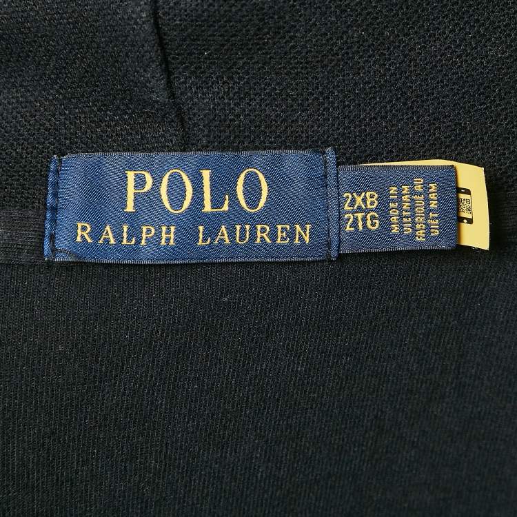 Pre Owned Polo Ralph Lauren Black Printed Cotton Blend Knit Hoodie 2XB