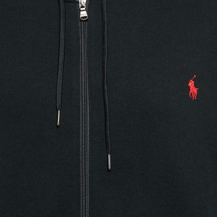 Pre Owned Polo Ralph Lauren Black Printed Cotton Blend Knit Hoodie 2XB