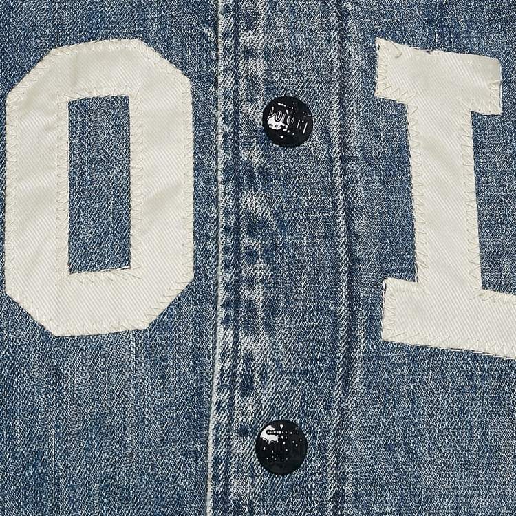 Pre Owned Polo Ralph Lauren Blue Denim Logo Applique Detail Bomber Jacket XS